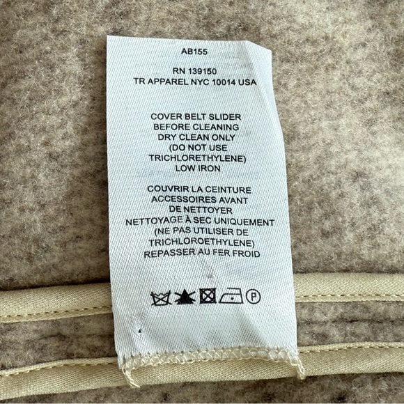 The Row Wool Cashmere Tan Belted Coat with Ostrich Trim – Size S – Made in USA - Picture 10 of 10